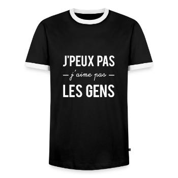 J'peux pas j'aime pas les gens - T-shirt contrasté Homme - noir/blanc - Devant - AI Model Female 172 light (172cm) & AI Model Male 178 light (178cm)