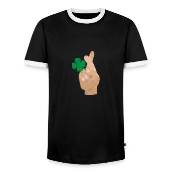 Trèfle doigts croisés Bonne chance idée cadeau - T-shirt contrasté Homme - noir/blanc - Devant - AI Model Female 172 light (172cm) & AI Model Male 178 light (178cm)