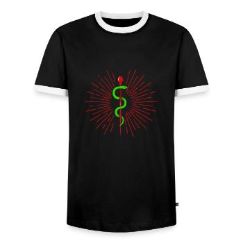 Symbol Asklepiosstab Doktor Geschenkidee - Männer Kontrast-T-Shirt - Schwarz/Weiß - Vorne - AI Model Female 172 light (172cm) & AI Model Male 178 light (178cm)