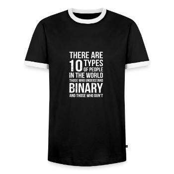 There are 10 types of people in the world Code - Männer Kontrast-T-Shirt - Schwarz/Weiß - Vorne - AI Model Female 172 light (172cm) & AI Model Male 178 light (178cm)
