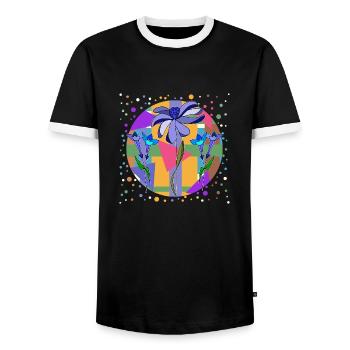 flowers - Men's Ringer Shirt - black/white - Front - AI Model Female 172 light (172cm) & AI Model Male 178 light (178cm)