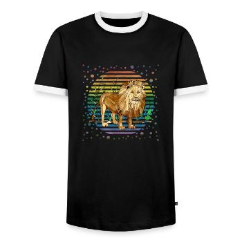Lion - Men's Ringer Shirt - black/white - Front - AI Model Female 172 light (172cm) & AI Model Male 178 light (178cm)