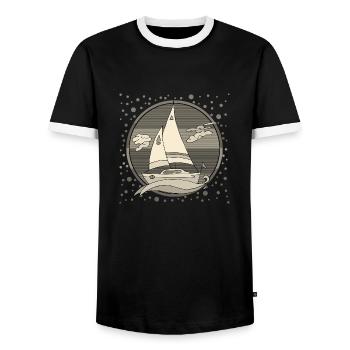 Segelboot - Männer Kontrast-T-Shirt - Schwarz/Weiß - Vorne - AI Model Female 172 light (172cm) & AI Model Male 178 light (178cm)