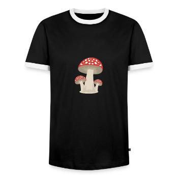Pilz Glückspilz Wald Geschenkidee - Männer Kontrast-T-Shirt - Schwarz/Weiß - Vorne - AI Model Female 172 light (172cm) & AI Model Male 178 light (178cm)
