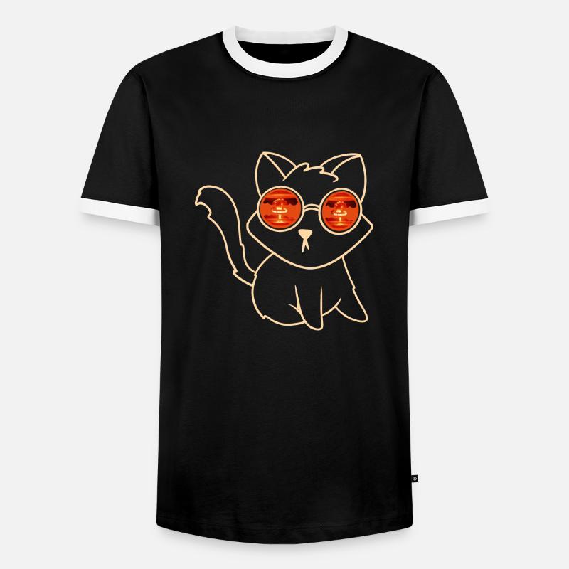 cat explosion - Men's Ringer Shirt - black/white