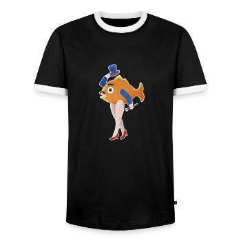 Poisson avec pattes - T-shirt contrasté Homme - noir/blanc - Devant - AI Model Female 172 light (172cm) & AI Model Male 178 light (178cm)