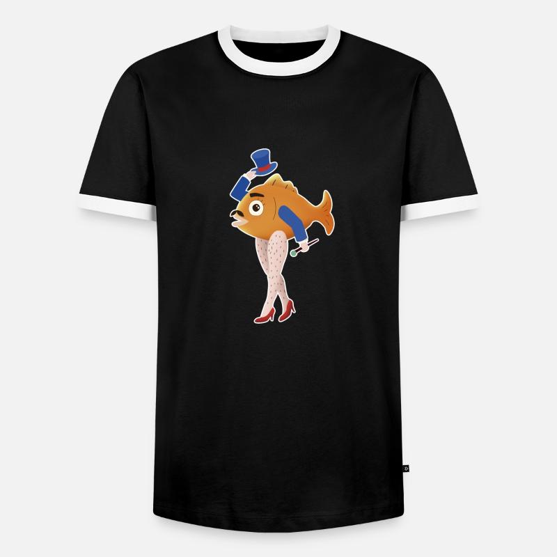 Fish with legs - Men's Ringer Shirt - black/white
