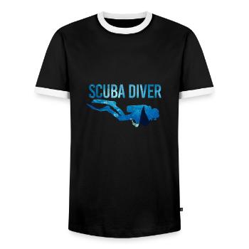 Double Exposure Scuba Diving Scuba Diver Gift Idea - Men's Ringer Shirt - black/white - Front - AI Model Female 172 light (172cm) & AI Model Male 178 light (178cm)