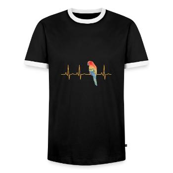 Parrot bird pulse rate gift - Men's Ringer Shirt - black/white - Front - AI Model Female 172 light (172cm) & AI Model Male 178 light (178cm)