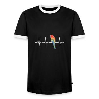 Cadeau de pouls d'oiseau perroquet - T-shirt contrasté Homme - noir/blanc - Devant - AI Model Female 172 light (172cm) & AI Model Male 178 light (178cm)