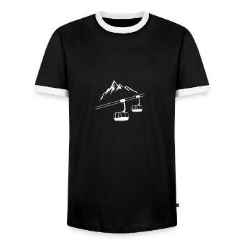 Seilbahn Skifahren Berge Geschenk - Männer Kontrast-T-Shirt - Schwarz/Weiß - Vorne - AI Model Female 172 light (172cm) & AI Model Male 178 light (178cm)