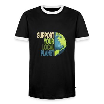 Soutenez votre planète locale Protection de l'environnement Protection du climat - T-shirt contrasté Homme - noir/blanc - Devant - AI Model Female 172 light (172cm) & AI Model Male 178 light (178cm)