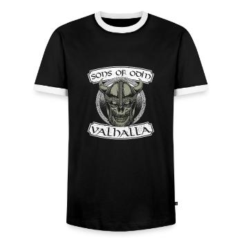 Wikinger Viking Valhalla Odin Thor Germane Wolf - Männer Kontrast-T-Shirt - Schwarz/Weiß - Vorne - AI Model Female 172 light (172cm) & AI Model Male 178 light (178cm)