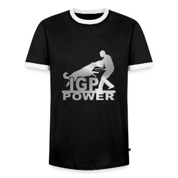 IPG chrome - Men's Ringer Shirt - black/white - Front - AI Model Female 172 light (172cm) & AI Model Male 178 light (178cm)