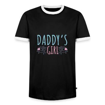 Idée de cadeau drôle de fille de papa de KInder - T-shirt contrasté Homme - noir/blanc - Devant - AI Model Female 172 light (172cm) & AI Model Male 178 light (178cm)