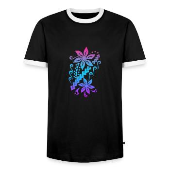 Idée de cadeau de tatouage tribal polynésien de fleur de Samoa - T-shirt contrasté Homme - noir/blanc - Devant - AI Model Female 172 light (172cm) & AI Model Male 178 light (178cm)