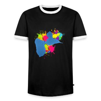 GUADELOUPE - T-shirt contrasté Homme - noir/blanc - Devant - AI Model Female 172 light (172cm) & AI Model Male 178 light (178cm)