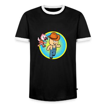 Flamingo Chases Hick - Men's Ringer Shirt - black/white - Front - AI Model Female 172 light (172cm) & AI Model Male 178 light (178cm)