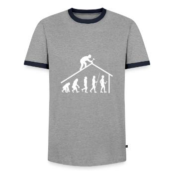 Evolution Zimmerer Dachdecker Geschenk - Männer Kontrast-T-Shirt - Grau/Navy  - Vorne - AI Model Female 172 light (172cm) & AI Model Male 178 light (178cm)