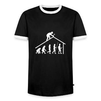 Evolution Zimmerer Dachdecker Geschenk - Männer Kontrast-T-Shirt - Schwarz/Weiß - Vorne - AI Model Female 172 light (172cm) & AI Model Male 178 light (178cm)