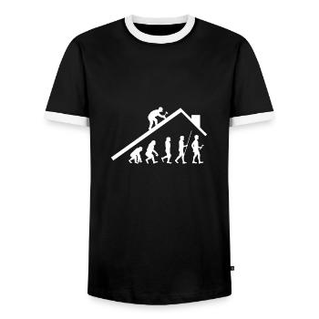 Evolution Art Zimmerer Dachdecker Geschenk - Männer Kontrast-T-Shirt - Schwarz/Weiß - Vorne - AI Model Female 172 light (172cm) & AI Model Male 178 light (178cm)