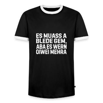 Bayern Spruch Dialekt Bayrisch Geschenk - Männer Kontrast-T-Shirt - Schwarz/Weiß - Vorne - AI Model Female 172 light (172cm) & AI Model Male 178 light (178cm)