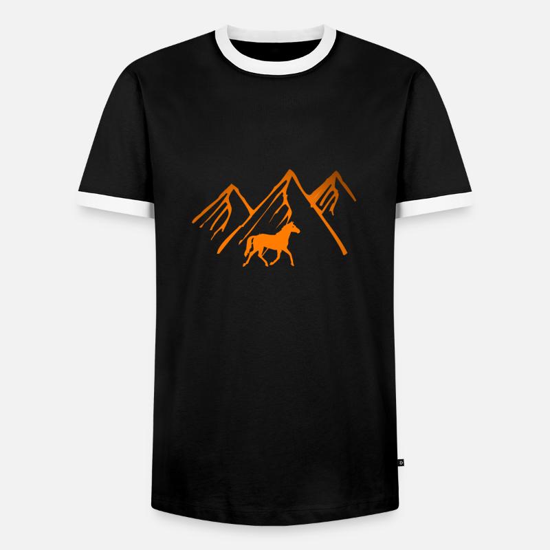 Pferd - Männer Kontrast-T-Shirt - Schwarz/Weiß