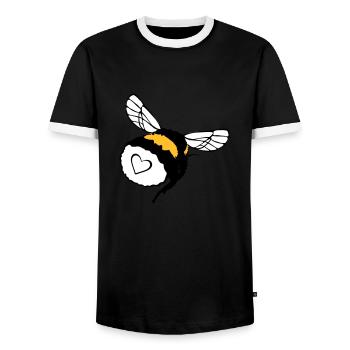 Bumblebee with heart, fur and hum - Men's Ringer Shirt - black/white - Front - AI Model Female 172 light (172cm) & AI Model Male 178 light (178cm)
