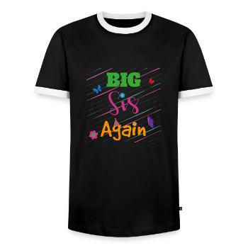 Big Brother Big Sister Big Sis Again Gift - Men's Ringer Shirt - black/white - Front - AI Model Female 172 light (172cm) & AI Model Male 178 light (178cm)