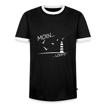Moin Löppt Deutschland Geschenk Flagge - Männer Kontrast-T-Shirt - Schwarz/Weiß - Vorne - AI Model Female 172 light (172cm) & AI Model Male 178 light (178cm)