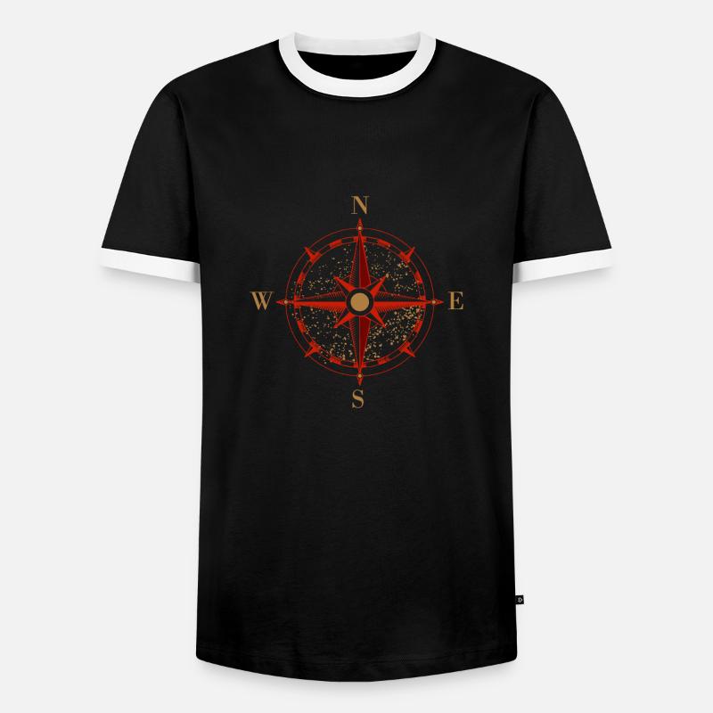 Symbol Kompass Navigation Retro Geschenkidee - Männer Kontrast-T-Shirt - Schwarz/Weiß