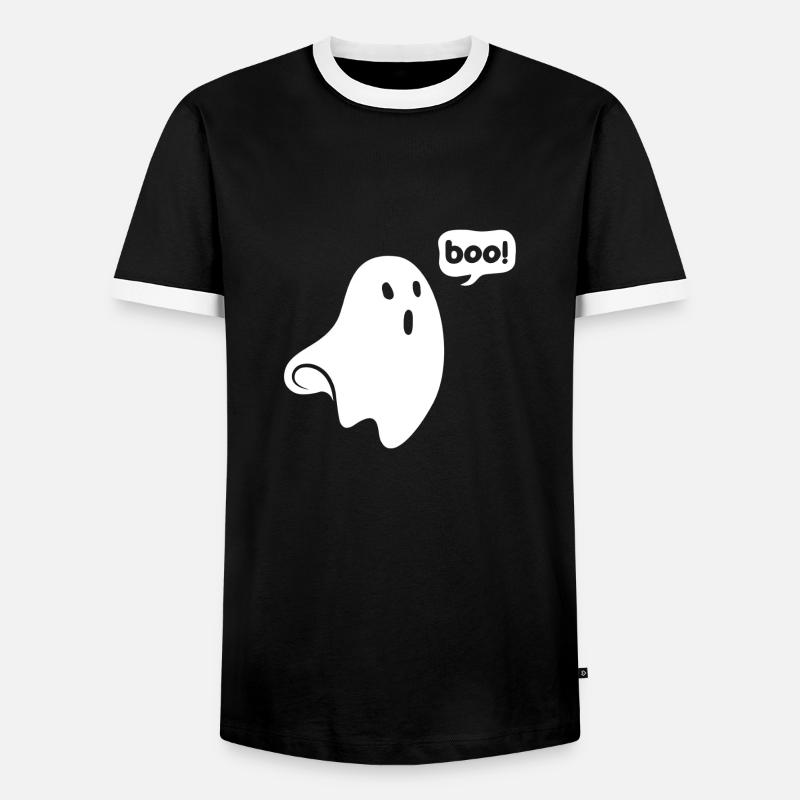 BOO GHOST - Männer Kontrast-T-Shirt - Schwarz/Weiß