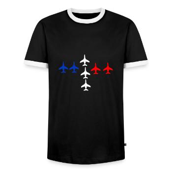 Patrouille de France meeting aérien armée de l'air - T-shirt contrasté Homme - noir/blanc - Devant - AI Model Female 172 light (172cm) & AI Model Male 178 light (178cm)