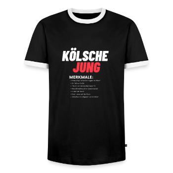 Kölsche Jung - Männer Kontrast-T-Shirt - Schwarz/Weiß - Vorne - AI Model Female 172 light (172cm) & AI Model Male 178 light (178cm)