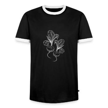 Rettich Gemüse Veganer Gärtner Geschenk - Männer Kontrast-T-Shirt - Schwarz/Weiß - Vorne - AI Model Female 172 light (172cm) & AI Model Male 178 light (178cm)