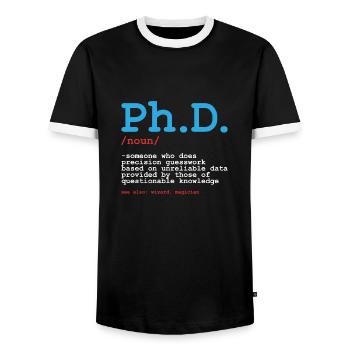 Phd Uni Student Abschluss Geschenk - Männer Kontrast-T-Shirt - Schwarz/Weiß - Vorne - AI Model Female 172 light (172cm) & AI Model Male 178 light (178cm)