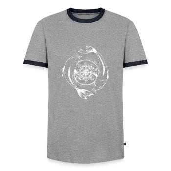Ying Yang Poissons - T-shirt contrasté Homme - gris/marine  - Devant - AI Model Female 172 light (172cm) & AI Model Male 178 light (178cm)
