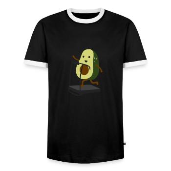 Avocado Treadmill Runner Workout Funny Gift - Men's Ringer Shirt - black/white - Front - AI Model Female 172 light (172cm) & AI Model Male 178 light (178cm)