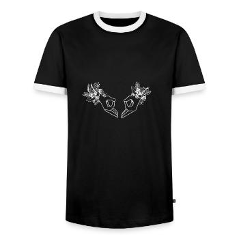 Uterus type - Men's Ringer Shirt - black/white - Front - AI Model Female 172 light (172cm) & AI Model Male 178 light (178cm)