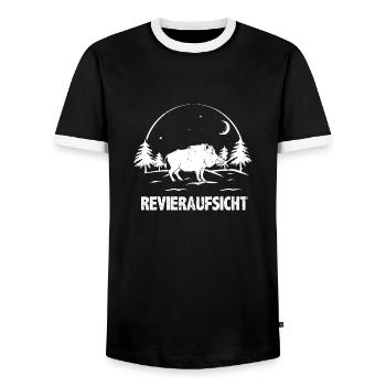 Jäger Jagd Geschenkidee Revieraufsicht Wildschwein - Männer Kontrast-T-Shirt - Schwarz/Weiß - Vorne - AI Model Female 172 light (172cm) & AI Model Male 178 light (178cm)