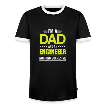 Engineer Day I'm a Dad and an Engineer Gift - Men's Ringer Shirt - black/white - Front - AI Model Female 172 light (172cm) & AI Model Male 178 light (178cm)