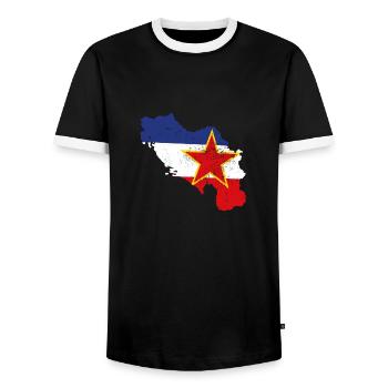 Idée cadeau nostalgie des Balkans Yougoslavie - T-shirt contrasté Homme - noir/blanc - Devant - AI Model Female 172 light (172cm) & AI Model Male 178 light (178cm)