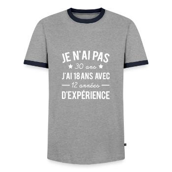 Cadeau anniversaire 30 ans humour texte drôle - T-shirt contrasté Homme - gris/marine  - Devant - AI Model Female 172 light (172cm) & AI Model Male 178 light (178cm)
