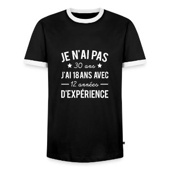 Cadeau anniversaire 30 ans humour texte drôle - T-shirt contrasté Homme - noir/blanc - Devant - AI Model Female 172 light (172cm) & AI Model Male 178 light (178cm)