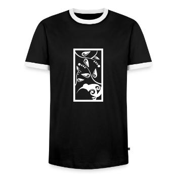 Maori Koru Kiwi Pattern Polynésie Tribal Tattoo - T-shirt contrasté Homme - noir/blanc - Devant - AI Model Female 172 light (172cm) & AI Model Male 178 light (178cm)