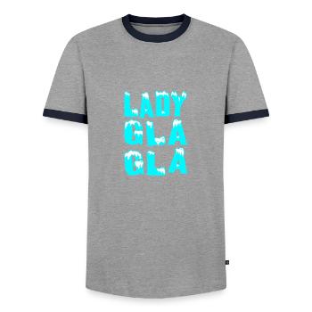 LADY GLA GLA! - Men's Ringer Shirt - grey/navy  - Front - AI Model Female 172 light (172cm) & AI Model Male 178 light (178cm)