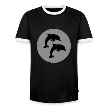 Dolphin dolphins - Men's Ringer Shirt - black/white - Front - AI Model Female 172 light (172cm) & AI Model Male 178 light (178cm)