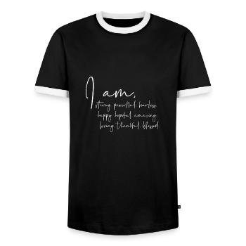 I am... - Men's Ringer Shirt - black/white - Front - AI Model Female 172 light (172cm) & AI Model Male 178 light (178cm)