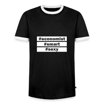 Economist smart sexy economist gift - Men's Ringer Shirt - black/white - Front - AI Model Female 172 light (172cm) & AI Model Male 178 light (178cm)
