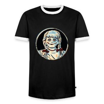 Annabelle Halloween Puppe - Männer Kontrast-T-Shirt - Schwarz/Weiß - Vorne - AI Model Female 172 light (172cm) & AI Model Male 178 light (178cm)